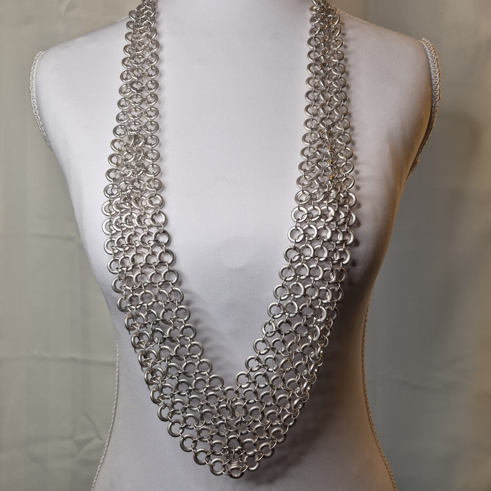 Elegant Matte Silver Chain Maille Necklace